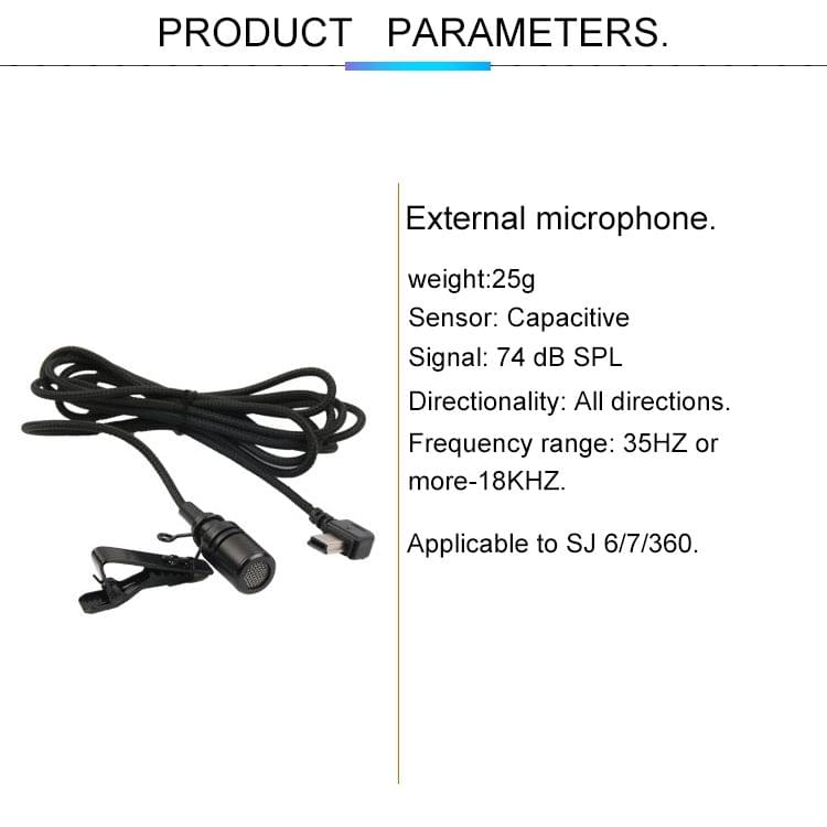 Condenser Microphone with Tie Clip for SJCAM SJ7 / SJ6 / SJ360
