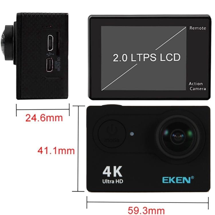 EKEN H9R Ultra HD 4K WiFi Sport Camera with Remote Control & Waterproof Case, Sunplus SPCA6350, 2.0 inch LCD Screen, 170 Degree Wide Angle 6G+1IR Lens(Black)