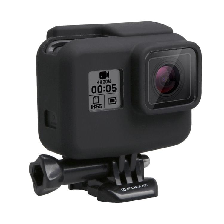 PULUZ Shock-proof Silicone Protective Case with Lens Cover for GoPro HERO(2018) /7 Black /6 /5 with Frame(Black)