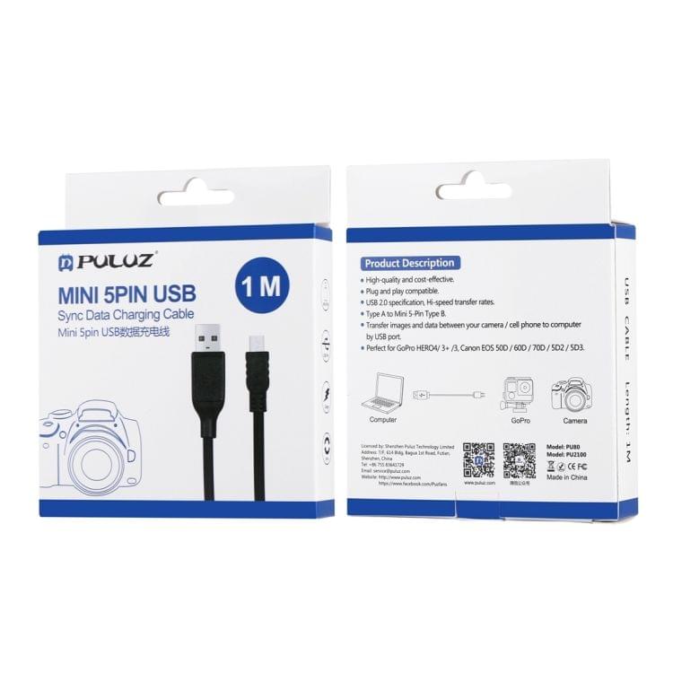 PULUZ Mini 5pin USB Sync Data Charging Cable for GoPro HERO4 /3+ /3, Length: 1m\t \t\t \t
\t
\t\t\t\t \t\t\t\t ()