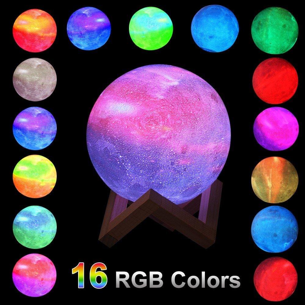 10cm/3.94in 3D Printing Star Moon Lamp USB Led Moon Shaped Table Night Light