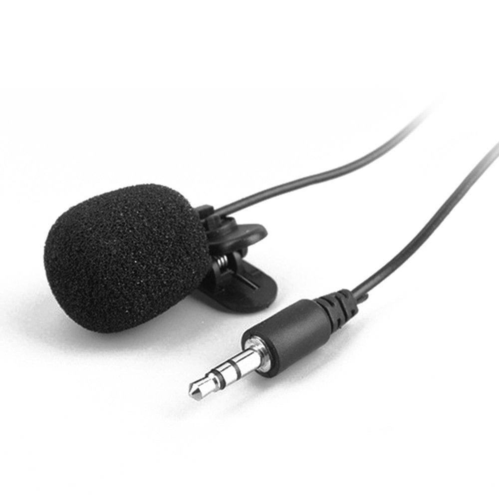 External Clip-on Lapel Lavalier Microphone 3.5mm Jack for Phone Handsfree Wired Condenser Mic for Teaching Speeching Black