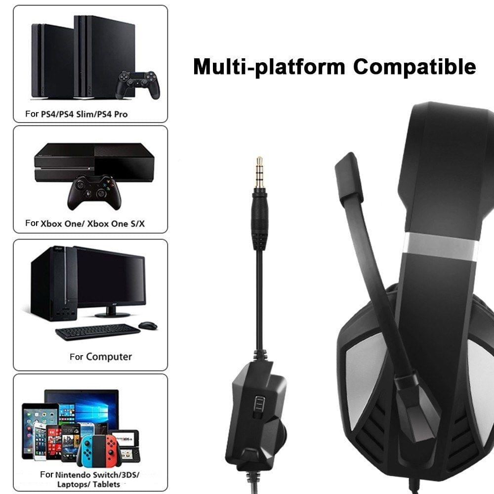 3.5mm Wired Gaming Headphones Over Ear Game Headset Noise Canceling Earphone with Microphone Volume Control for PC Laptop PS4