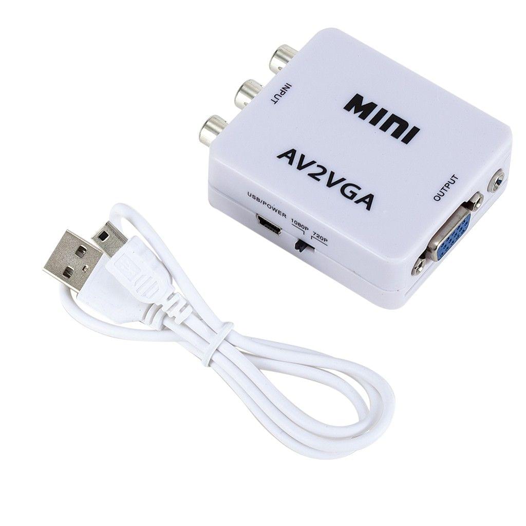 Mini AV2VGA Video Converter Convertor Box AV RCA CVBS to VGA Video Converter Conversor with 3.5mm Audio to PC HDTV Converter