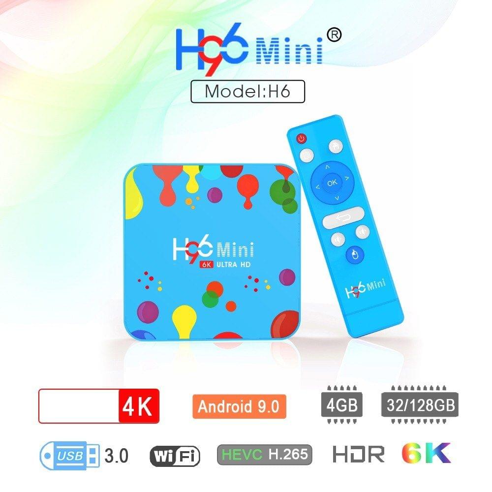 H96 Mini Android 9.0 Smart TV Box 4K Media Player 6K HDR H.265 VP9 Allwinner H6 Quad-core 64 Bit 4GB DDR3 32GB/128GB EMMC 2.4G / 5G WiFi 100M LAN BT4.0