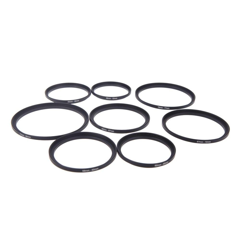 8pcs Filter Step Up Rings Adapter 49-52-55-58-62-67-72-77-82mm 49mm-82mm
