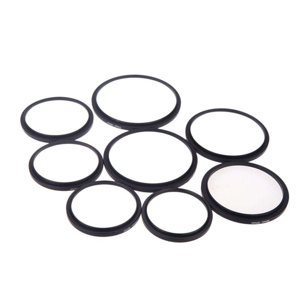 8pcs Filter Step Up Rings Adapter 49-52-55-58-62-67-72-77-82mm 49mm-82mm