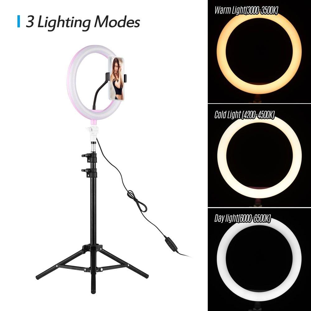 26cm/10 Inch LED Ring Light with Light Stand Universal Phone Holder Kit