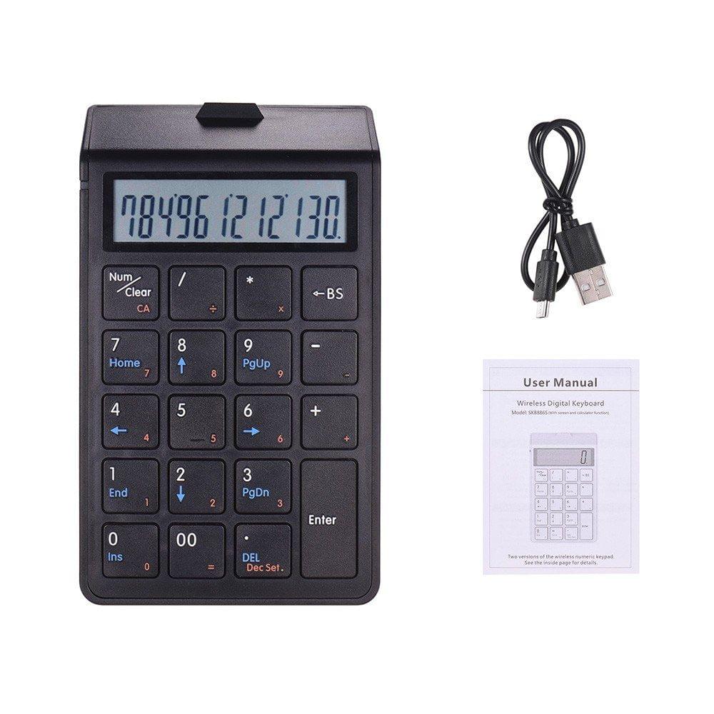 Portable 2-in-1 Wireless BT 19 Keys Rechargeable Smart Numeric Keypad Keyboard & Calculator