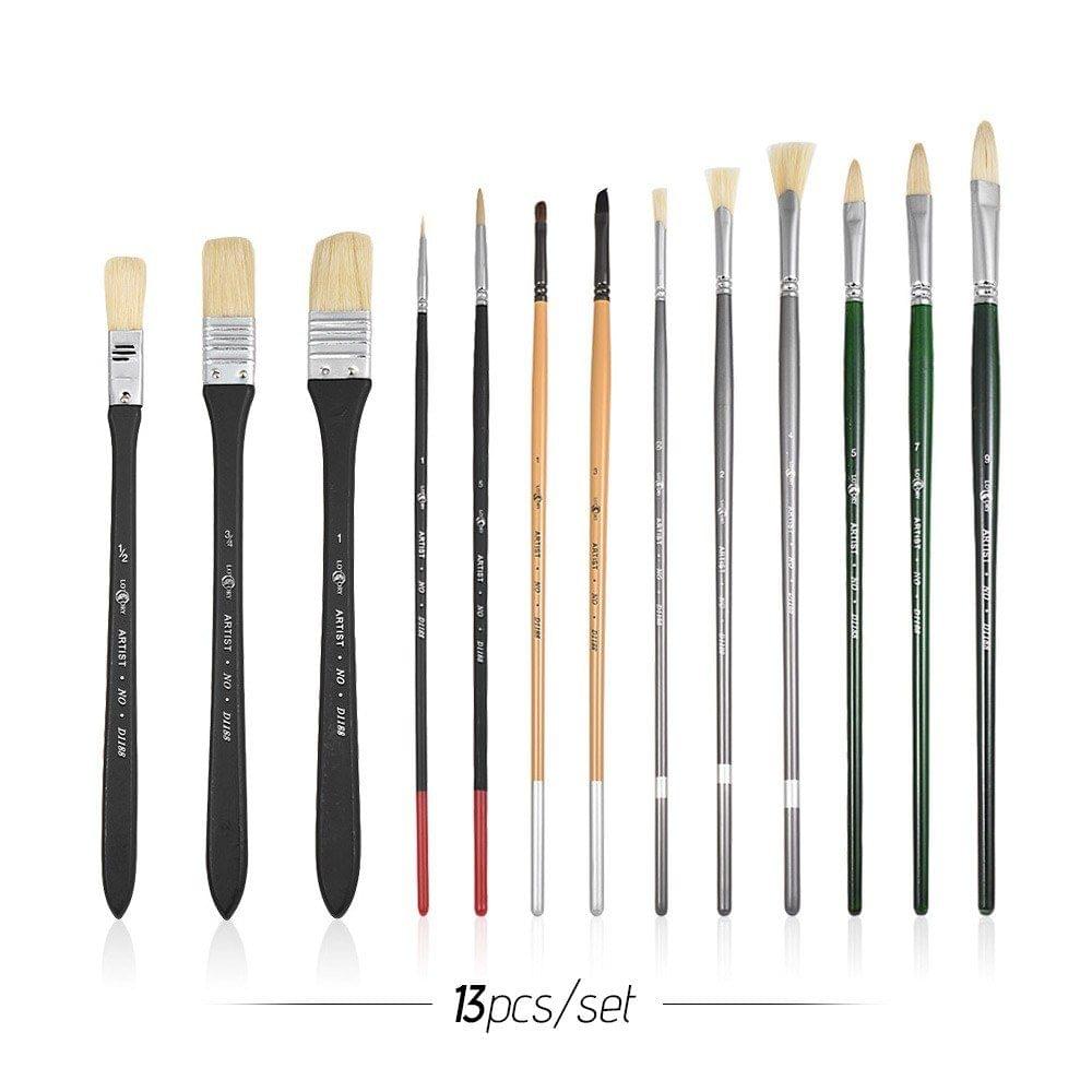 13pcs Paint Brush Set Watercolor Acrylic Oil Painting Brushes with Bag for Students Art Supplies