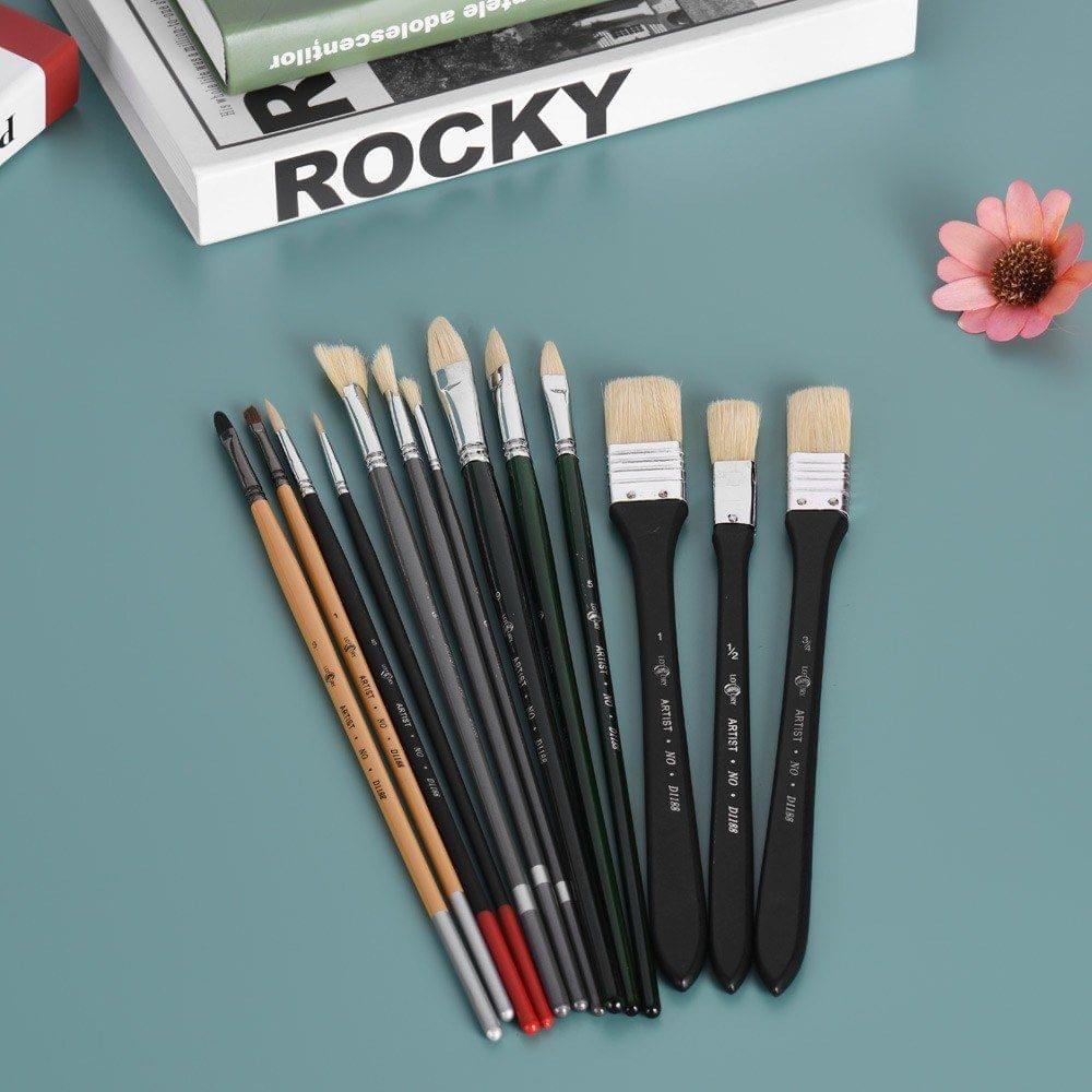 13pcs Paint Brush Set Watercolor Acrylic Oil Painting Brushes with Bag for Students Art Supplies