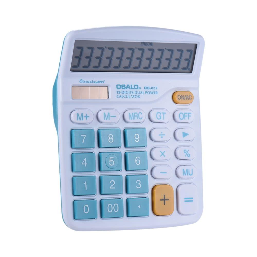 Handheld Colorful Standard Function Desktop Electronic Calculator Solar and Battery Dual Powered 12 Digits Green
