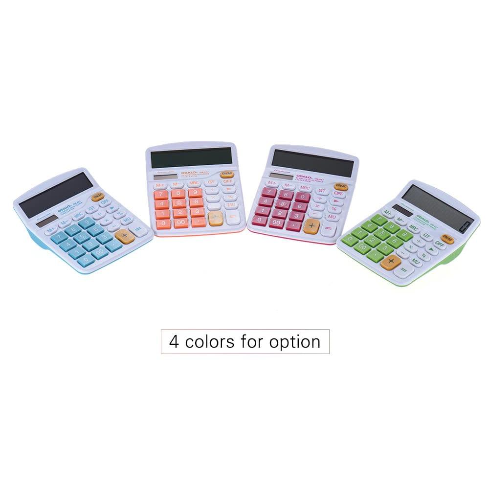 Handheld Colorful Standard Function Desktop Electronic Calculator Solar and Battery Dual Powered 12 Digits Green
