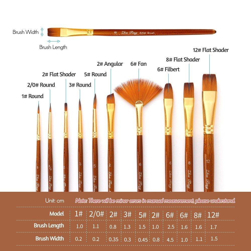 10pcs Paint Brushes Set Kit