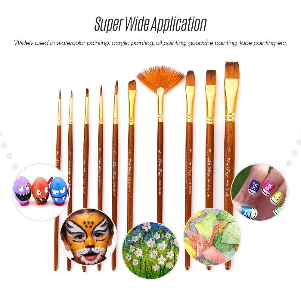 10pcs Paint Brushes Set Kit
