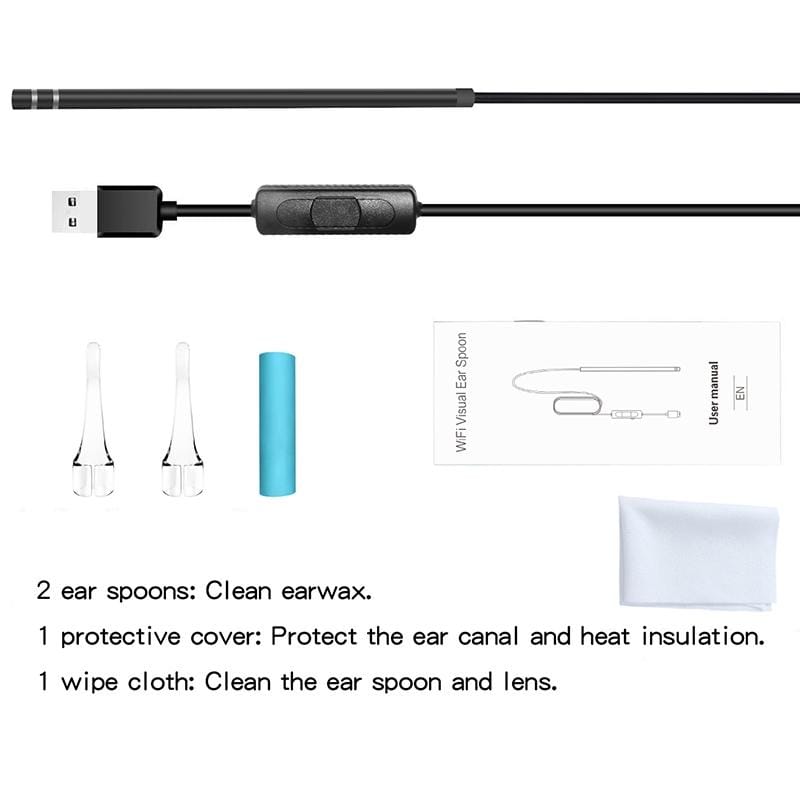 HD Visual Earwax Clean Tool Endoscope Borescope with LED Lights & Wifi, Cable length: 185cm