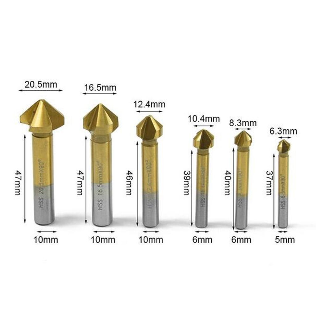 3-Flute 90 HSS Countersinking Bit Chamfering End Mill Cutter 20.5mm Titanize