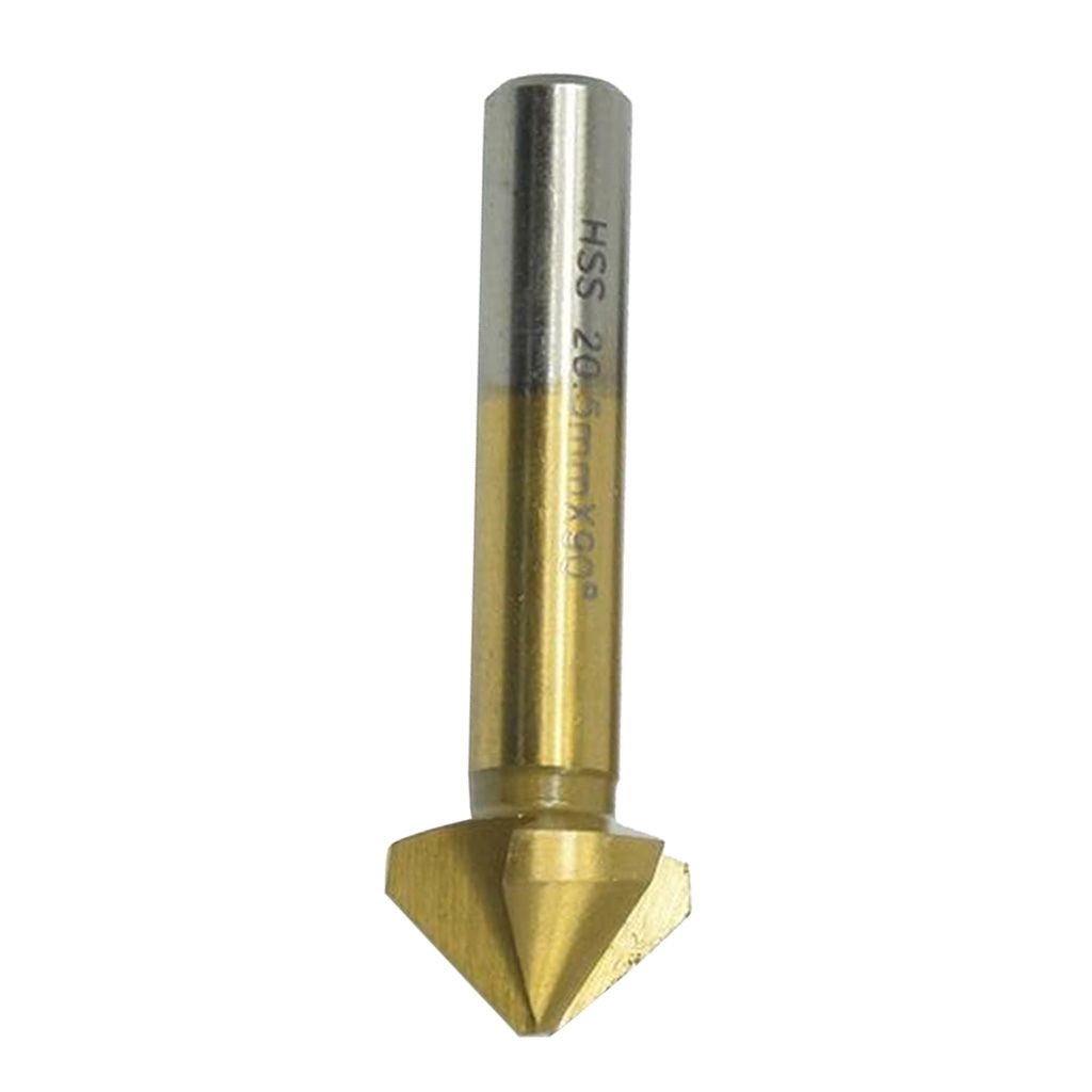 3-Flute 90 HSS Countersinking Bit Chamfering End Mill Cutter 20.5mm Titanize