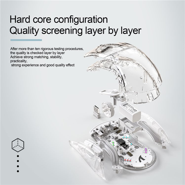 ATTACK SHARK X2 Transparent Bluetooth Mouse RGB Light Three Modes 5DPI Wireless Mouse - White