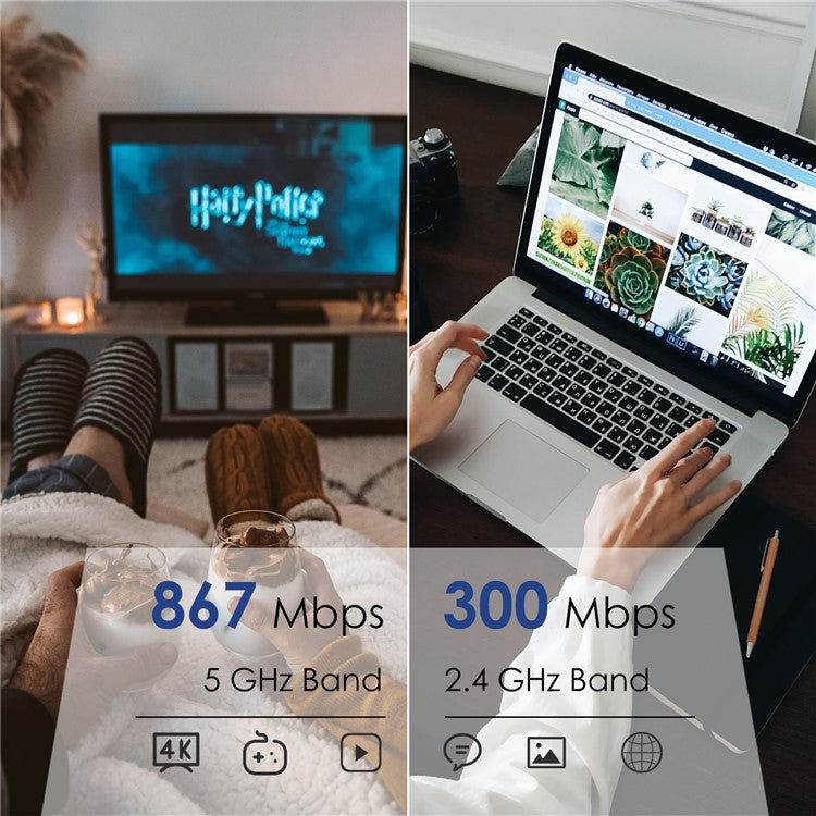 WAVLINK WN530G3 WiFi Router AC1200 Dual Band Wireless Repeater with 4x 5dBi Foldable Antenna - AU Plug