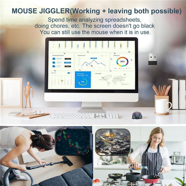 USB Mouse Jiggler Portable Mini Mouse Mover, Driver-Free for Computers, Laptops