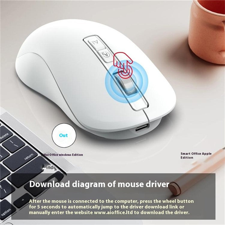 V12 AI Smart Voice Wireless Mouse Real Time Translation Bluetooth Mouse (International Edition) - White