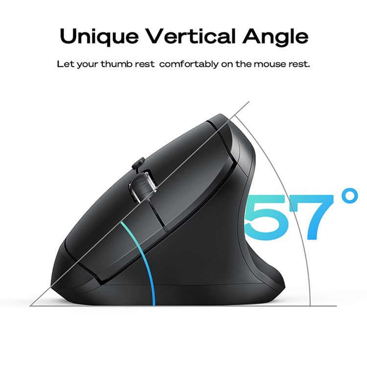 MBLUE M206PRO 2.4G Wireless Mouse 5 DPI Adjustable 6 Buttons Ergonomic Vertical Mouse - Black