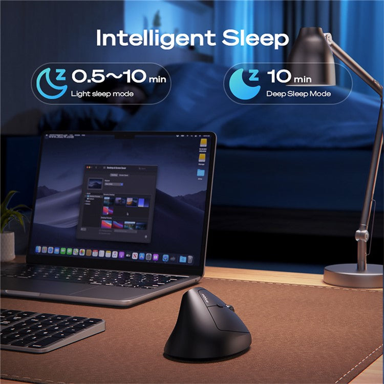 MBLUE M206PRO 2.4G Wireless Mouse 5 DPI Adjustable 6 Buttons Ergonomic Vertical Mouse - Black