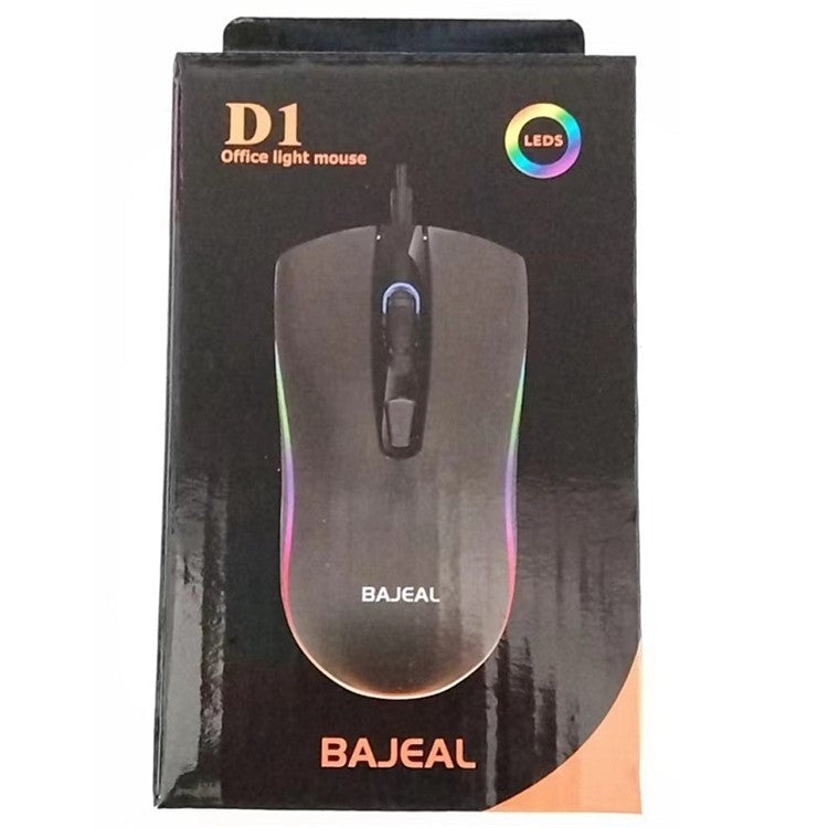 BAJEAL D1 Colorful Light E-Sports Gaming Wired Mouse USB Cable Ergonomic Laptop Computer Mouse 4-Key Design Mice