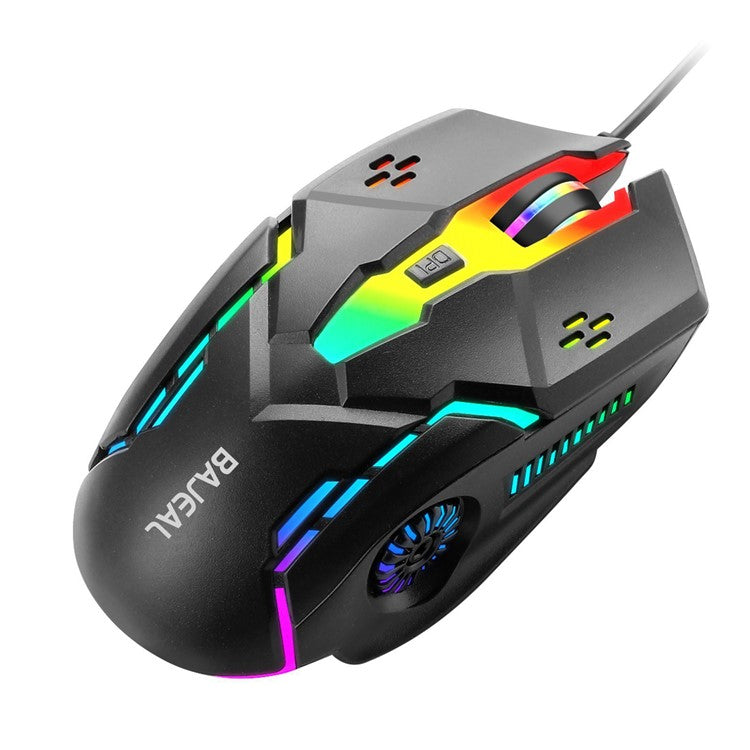 BAJEAL D2 RGB Lighting E-Sports Gaming Mouse Colorful LED Light USB Cable Ergonomic Laptop Computer 6-Key Mice 4 Color Changing Speed Gears