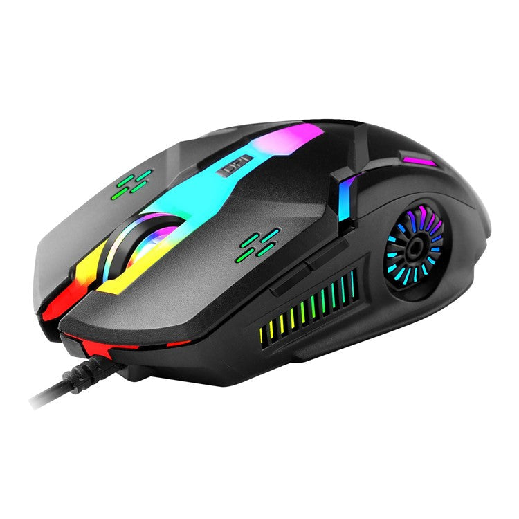 BAJEAL D2 RGB Lighting E-Sports Gaming Mouse Colorful LED Light USB Cable Ergonomic Laptop Computer 6-Key Mice 4 Color Changing Speed Gears