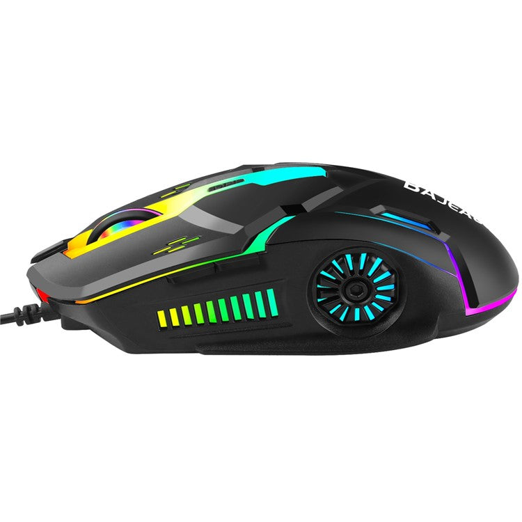 BAJEAL D2 RGB Lighting E-Sports Gaming Mouse Colorful LED Light USB Cable Ergonomic Laptop Computer 6-Key Mice 4 Color Changing Speed Gears