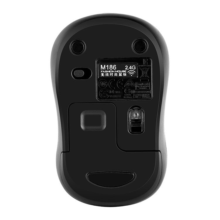 AONQ M186 2.4G Wireless Mouse Computer Silent Mice Ergonomic Mini Mouse USB Optical Mice for PC Laptop - Black / Grey