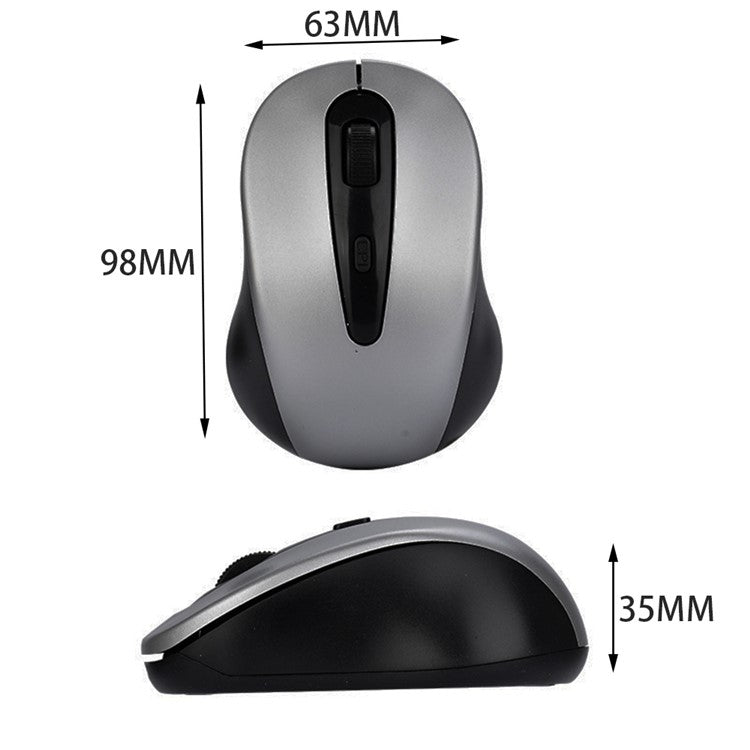 2.4G Wireless Mouse Mute Home Office Computer Laptop Mice with 3 Adjustable DPI - Silver / Grey