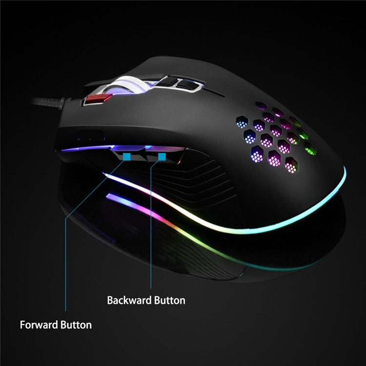 DWN DM6809 Hollow Honeycomb Wired Gaming Office Mouse 3200 DPI Computer Laptop Mice with RGB Light