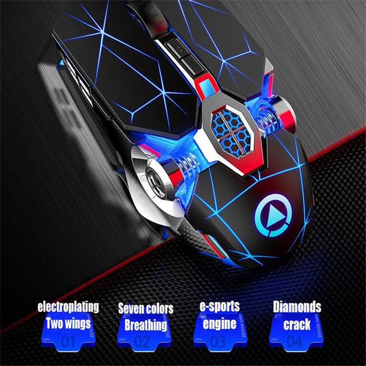 YINDIAO G3os 1.5m USB Wired Mouse 3200 DPI 7 Keys E-sports Mechanical Mouse - Matte Black / Silent