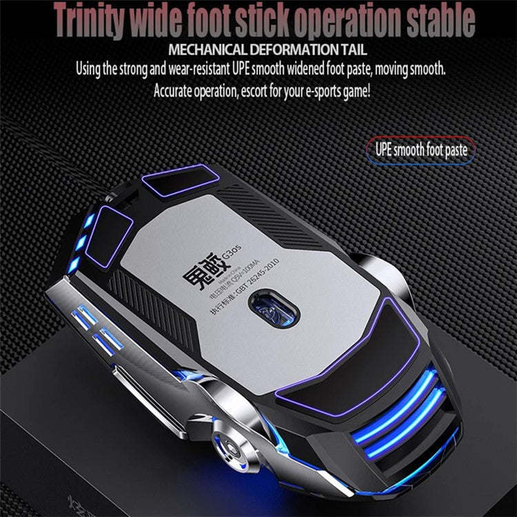 YINDIAO G3os 1.5m USB Wired Mouse 3200 DPI 7 Keys E-sports Mechanical Mouse - Matte Black / with Sound