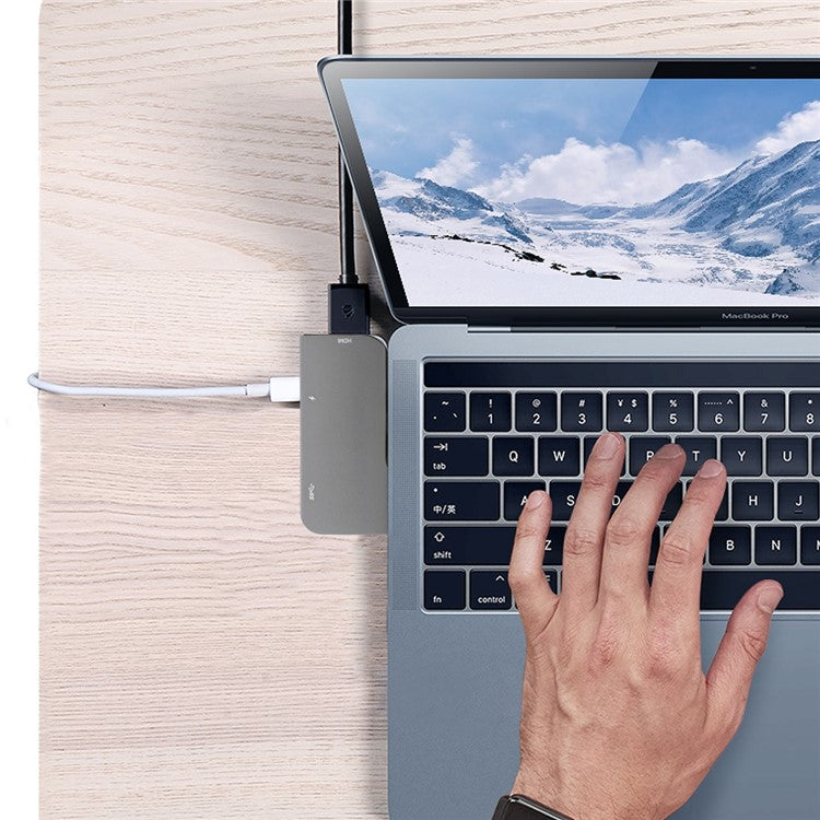 Double Type-C to PD+USB3.0+HDMI Multi-functional USB Hub Docking Station