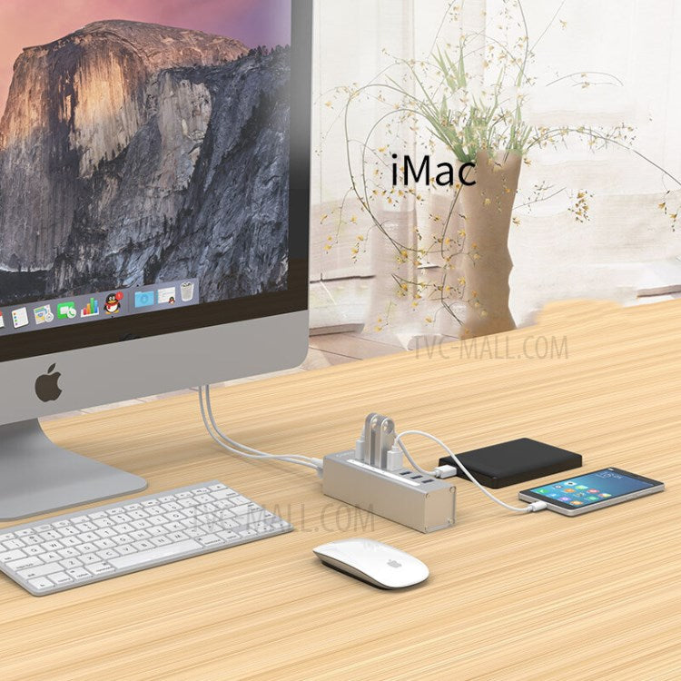 ORICO A3H7-SV Aluminum Alloy 7 Port USB3.0 Hub - Silver/US Plug