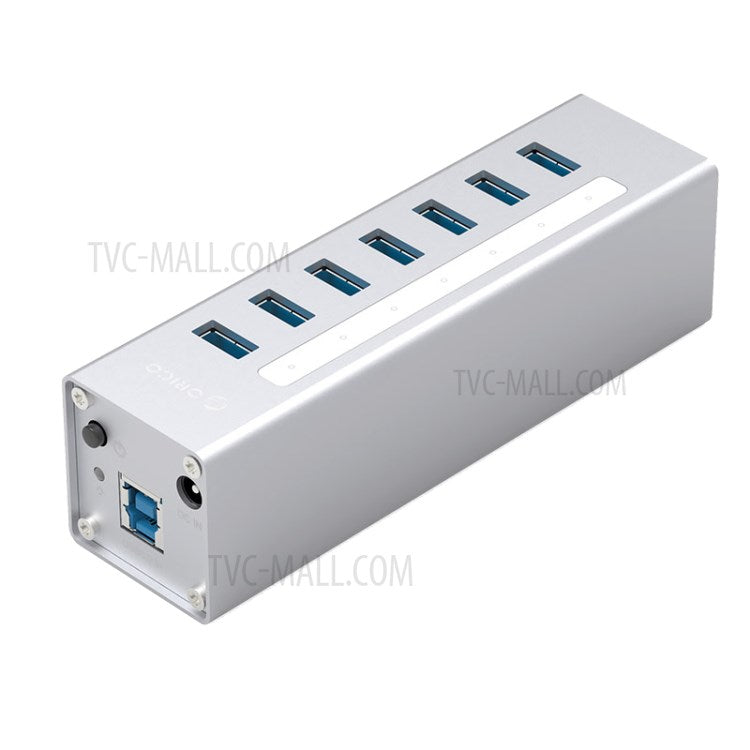 ORICO A3H7-SV Aluminum Alloy 7 Port USB3.0 Hub - Silver/UK Plug
