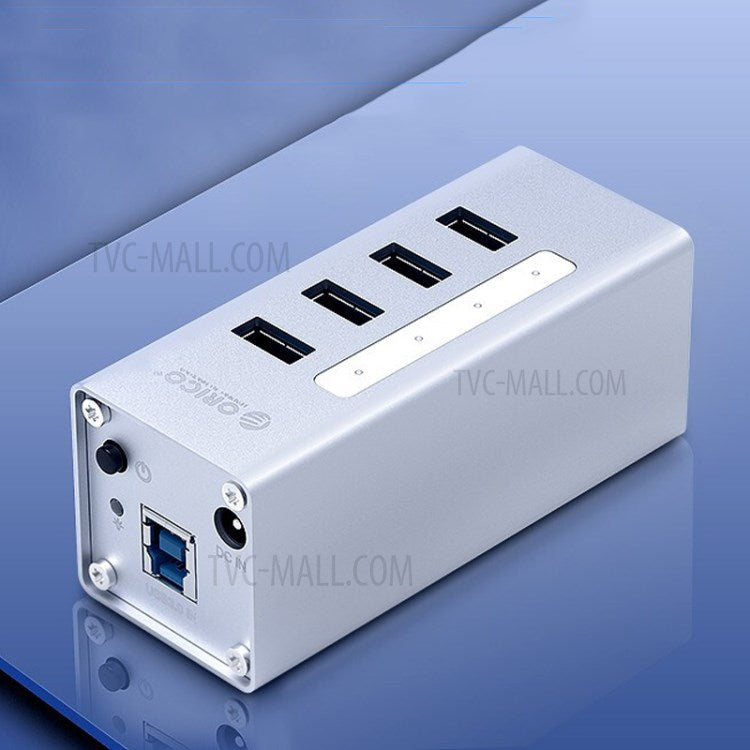 ORICO A3H4-SV Aluminum Alloy 4 Port USB3.0 HUB - Silver/UK Plug