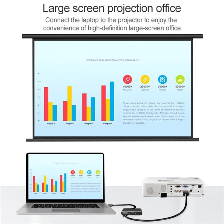V83 Type-C to 4K HDMI + VGA + 3.5mm Audio + USB Multi-function Adapter