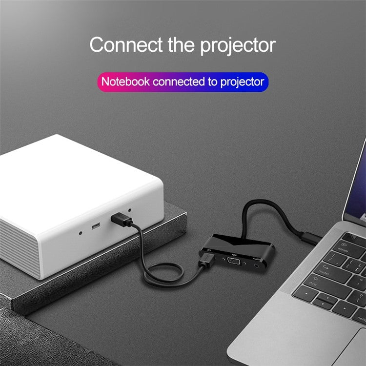 V83 Type-C to 4K HDMI + VGA + 3.5mm Audio + USB Multi-function Adapter