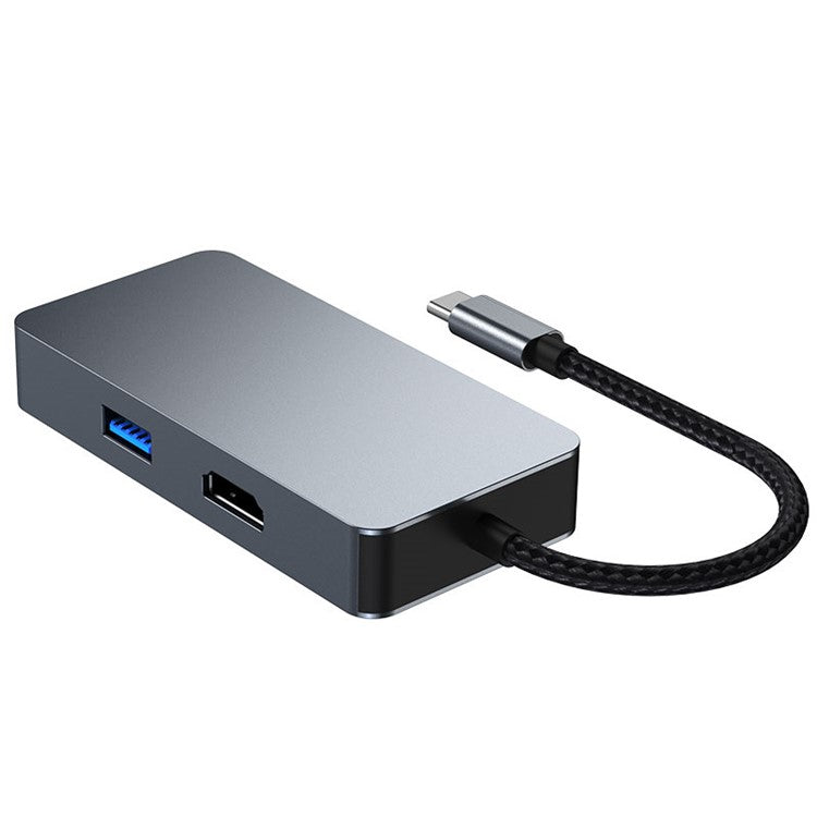 2308 6-in-1 USB Hub Type-C to RJ45 Gigabit + USB3.2x3 + 4K 60Hz HD + PD 100W Type-C Adapter