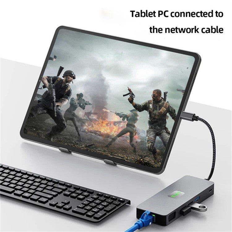 2309 Type-C to 11-Port USB Hub 4K 60Hz HD Screen Mirroring Gigabit Ethernet Adapter Laptop Tablet Docking Station