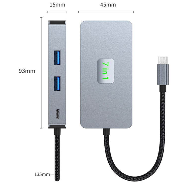 2402 Multi-Port Type-C Hub Adapter to 2xUSB 3.2+HD+2xCard Reader+PD 100W+RJ45 2.5Gbps Ethernet