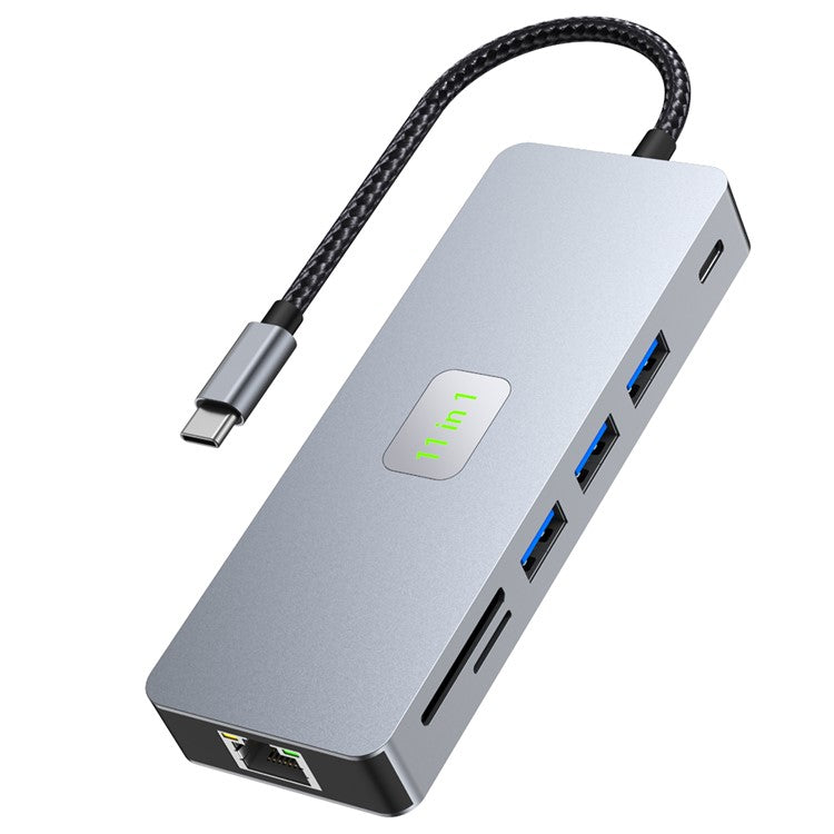 2411 Type-C Hub with 3xUSB 3.0+HD+VGA+2xCard Reader+PD 100W+RJ45 Ethernet+3.5mm AUX+USB-C