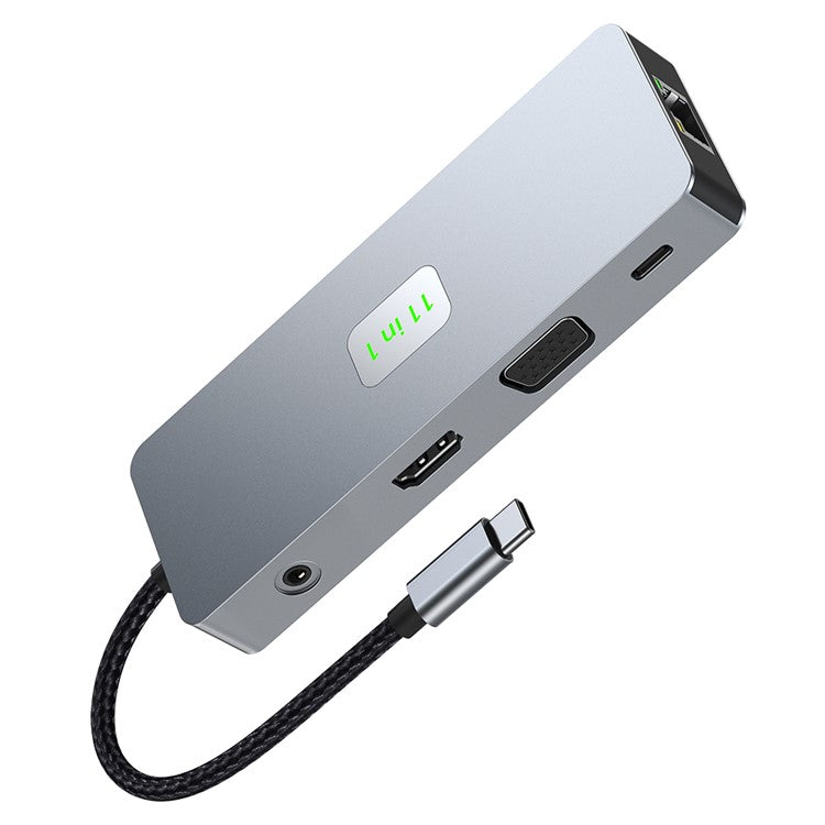 2411 Type-C Hub with 3xUSB 3.0+HD+VGA+2xCard Reader+PD 100W+RJ45 Ethernet+3.5mm AUX+USB-C