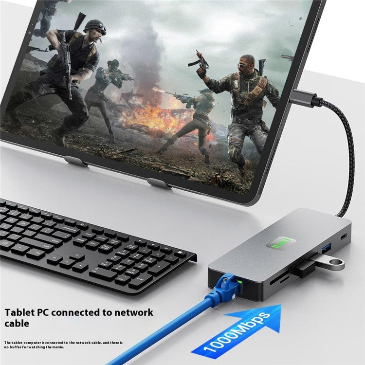 2411 Type-C Hub with 3xUSB 3.0+HD+VGA+2xCard Reader+PD 100W+RJ45 Ethernet+3.5mm AUX+USB-C