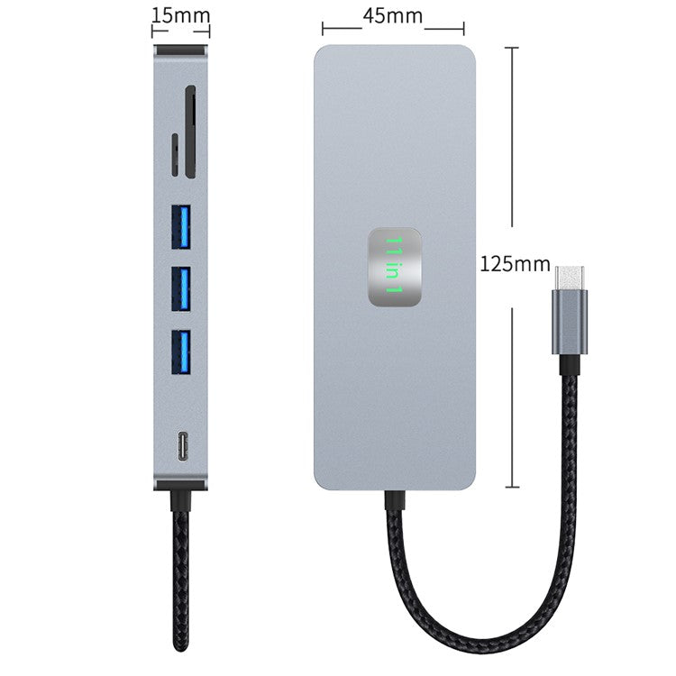 2411 Type-C Hub with 3xUSB 3.0+HD+VGA+2xCard Reader+PD 100W+RJ45 Ethernet+3.5mm AUX+USB-C